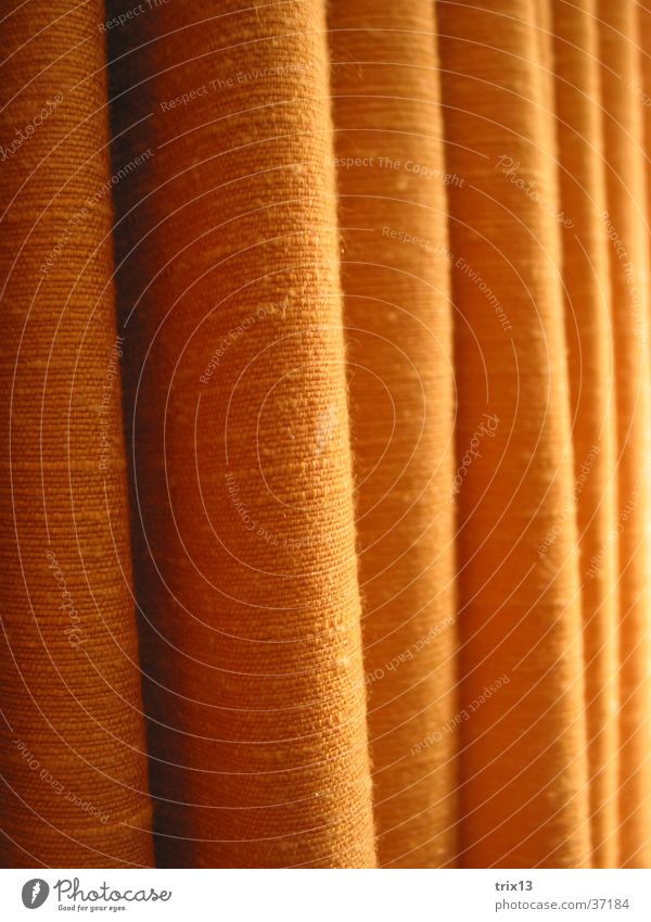 Vorhang Muster vertikal gelb Wölbung Fototechnik Detailaufnahme orange Schatten Häusliches Leben