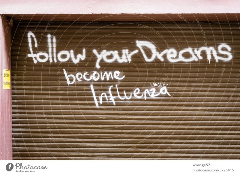 follow your Dreams - become Influenza | Graffito auf einen Garagentor Graffiti Einfahrt