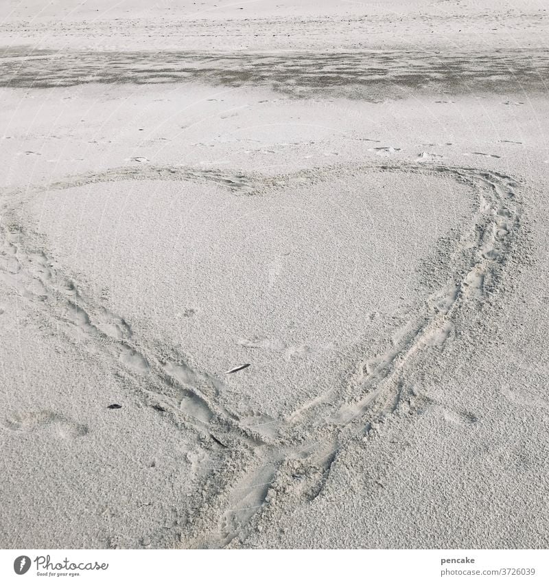 hier und jetzt Herz Sand Symbol Nordsee Dänemark Strand Urlaub Ferien & Urlaub & Reisen Menschenleer Urelemente Umwelt Gefühle ästhetisch