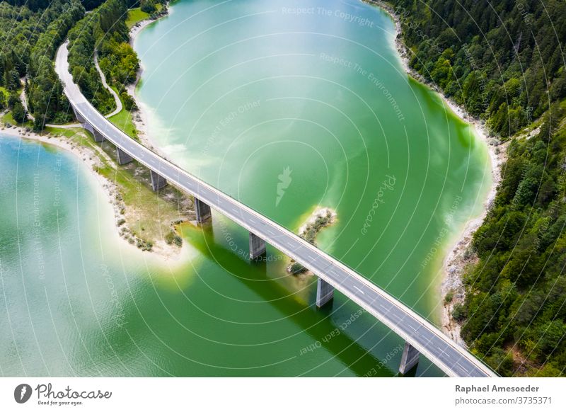 Luftaufnahme Der Brucke Uber Den Sylvenstein See Ein Lizenzfreies Stock Foto Von Photocase