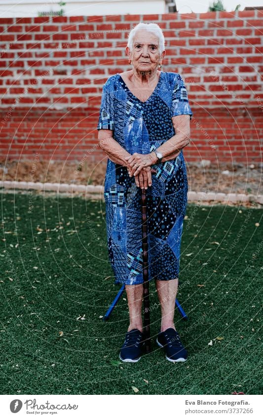 Porträt einer alten Dame in den 80er Jahren, die sich im Freien entspannt Frau älter heimwärts garrotte weiße Haare graue Haare mental Einsamkeit nachdenklich