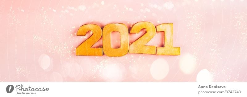 Frohes neues Jahr 2021 Nummer Ziffer Neujahr Silber Vorabend Termin & Datum Januar feminin rosa Dekoration & Verzierung Weihnachten Glitter glänzend Kalender