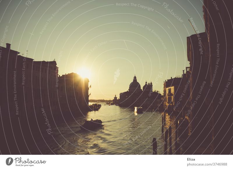 Guten Morgen Venedig - Blick auf den Canal Grande im Morgenlicht Italien morgens ponte dell‘Accademia Gegenlicht Sonnenlicht Morgendämmerung Sehenswürdigkeit