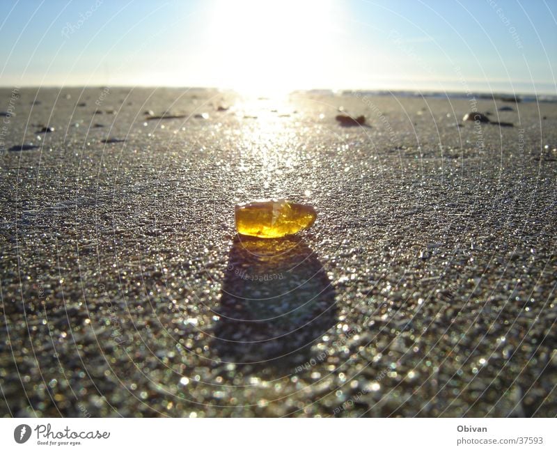 Bernstein See mehrere Gegenlicht gelb Horizont Meer Strand glänzend Licht Amber Himmel Lichteinfall Strahlung beige prächtig bernsteinfarben Sandbank Küste