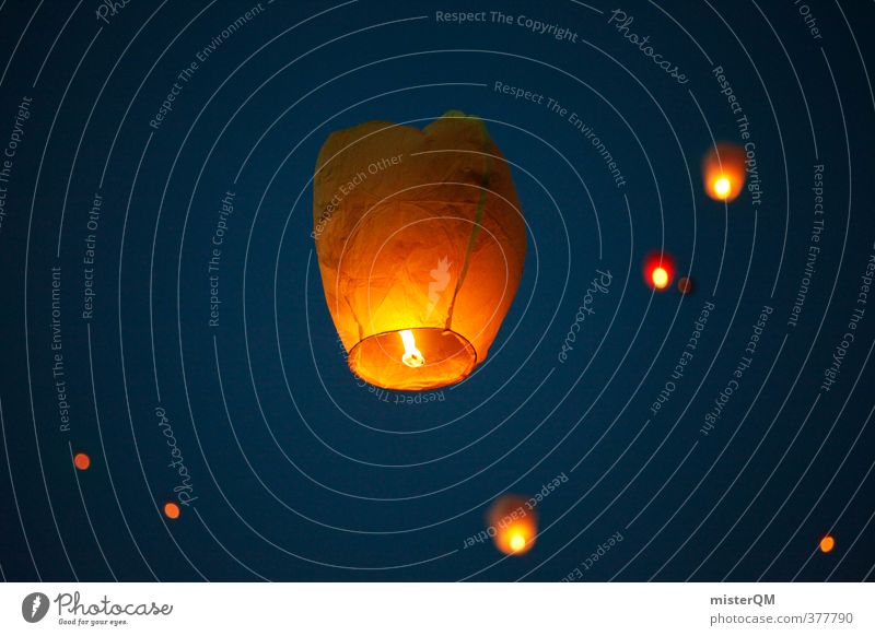 Falling Stars III Kunst ästhetisch Zufriedenheit Romantik Lampion Ballone Luftballon Abenddämmerung Himmel Freiheit Himmel (Jenseits) historisch himmelwärts