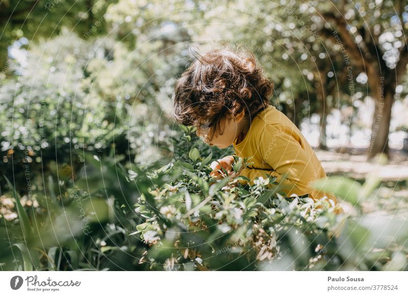 Kind spielt im Garten Kinderspiel Kindheit Spielen 1-3 Jahre Kaukasier farbenfroh Farbe Fröhlichkeit Freizeit & Hobby Farbfoto Außenaufnahme Neugier unschuldig
