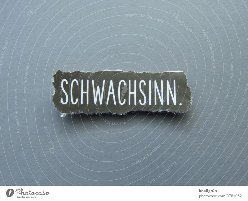 Schwachsinn dumm grotesk Voll banane blöd bekloppt verrückt Unsinn abwegig idiotisch doof Gefühle Buchstaben Wort Satz Schriftzeichen Typographie Sprache Text