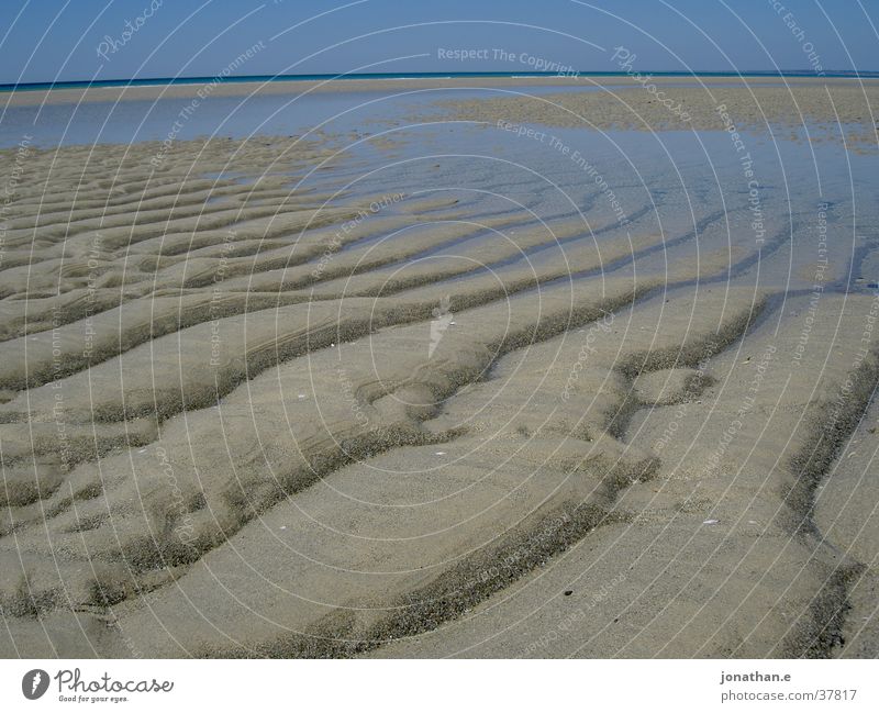 Ebbe Strand Meer Atlantik Streifen Frankreich Wasser Sand Himmel Spuren