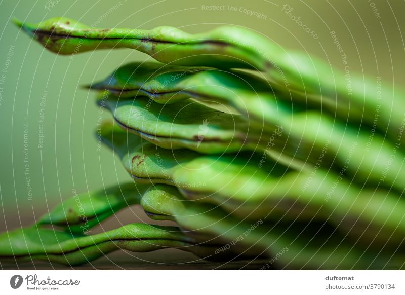 Makro Foto von gestapelten grünen Bohnen Stangenbohnen Ernährung Stapel Makroaufnahme Strukturen & Formen struktur Vegetarische Ernährung Vegane Ernährung