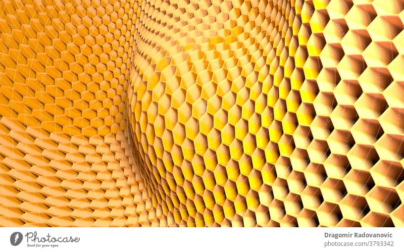 3d-Abbildung einer hexagonalen abstrakten Wabenstruktur. 3d-Rendering 3D-Darstellung 3D-Rendering Honekombe Licht Kunst Hintergrund Transparente Bienen