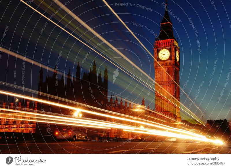 Nightlines Nachthimmel London England Europa Stadt Hauptstadt Stadtzentrum Palast Turm Architektur Sehenswürdigkeit Wahrzeichen Big Ben Houses of Parliament