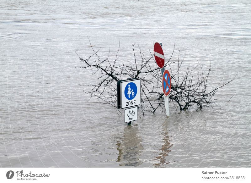 Extremes Wetter: Überflutete Fussgängerzone in Köln, Deutschland Klima Klimawandel Desaster Extremwetter fluten überflutete Straße hochwasser deutschland