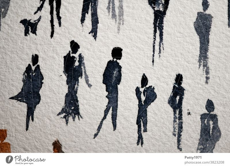 Abstrakte menschliche Silhouetten in Aquarell gemalt / wen die Muse küsst... Menschen Figur Wasserfarbe Kunst Kreativität Nahaufnahme Freizeit & Hobby malen