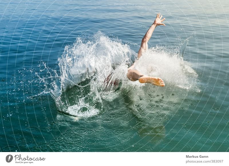Sprung ins Wasser Lifestyle Leben Sommer Sport Schwimmen & Baden Schwimmbad Mensch maskulin Junger Mann Jugendliche Erwachsene 1 30-45 Jahre springen See