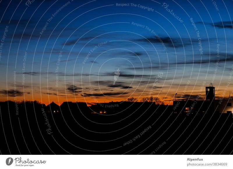 Gute Nacht John-Boy Sonnenuntergangshimmel Sonnenuntergangsstimmung Landschaft Außenaufnahme Abenddämmerung Wolken Himmel Menschenleer Natur Dämmerung blau
