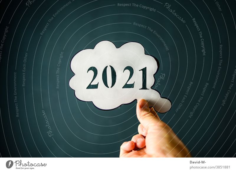 Gedankenblase - 2021 nächstes Jahr Corona Jahreswechsel Zukunft ungewiss Neujahr