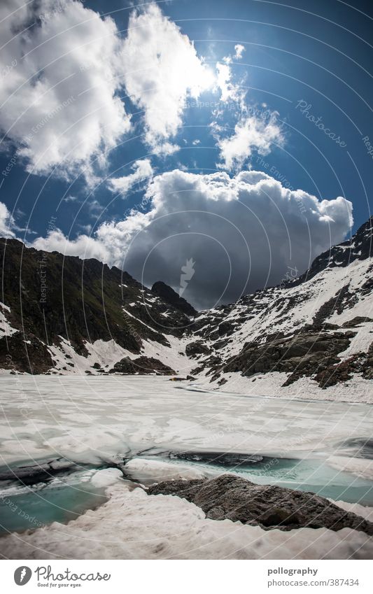 Sommer in den Hochalpen Umwelt Natur Landschaft Erde Wasser Himmel Wolken Sonne Klimawandel Schönes Wetter Eis Frost Schnee Hügel Felsen Alpen Berge u. Gebirge