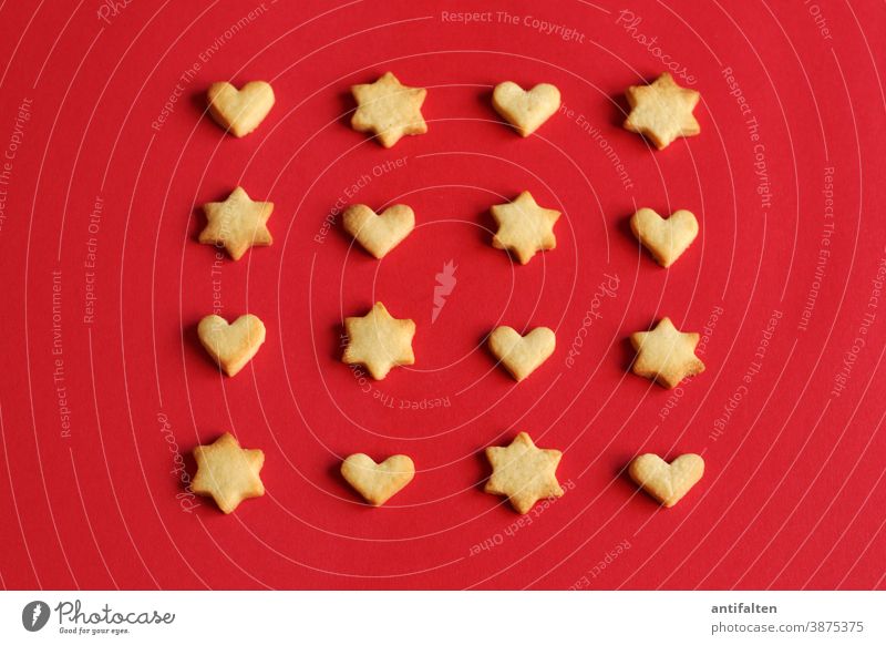 Nervennahrung Kekse kekse backen Plätzchen Plätzchen ausstechen Stern (Symbol) Sterne Herz herzförmig herzlich herzen Weihnachten & Advent Backwaren Teigwaren
