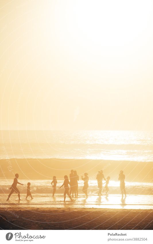 #A0# Strandleben in goldenem Licht Lichtstrahl Lichtschein Lichteinfall Lichterscheinung diffuses licht Urlaubsort Sommerurlaub Wasser Tourismus Landschaft