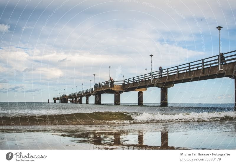 Wind und Wellen an der Seebrücke Ahlbeck Insel Usedom Ostsee Brücke Architektur Strand Wasser Himmel Wolken Landschaft Ferien & Urlaub & Reisen Tourismus Meer