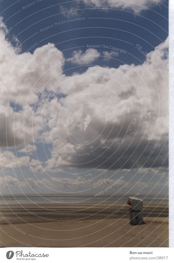 Sky Strand Einsamkeit ruhig Denken ungestört Ebbe Strandkorb Ferien & Urlaub & Reisen St. Peter-Ording Wolken Europa Himmel Frieden Nachdenken Nordsee