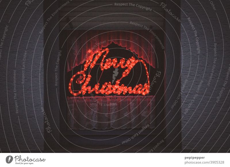 Merry Christmas Weihnachten & Advent Dekoration & Verzierung Winter Feste & Feiern Weihnachtsdekoration Farbfoto Neonlicht x-mas Text Typographie Typography