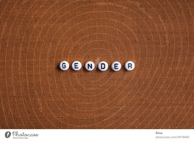 Wort Gender auf rotem Hintergrund Genderdebatte Geschlecht Geschlechter Buchstaben transsexualität Typographie geschrieben Hintergrund neutral Schriftzeichen