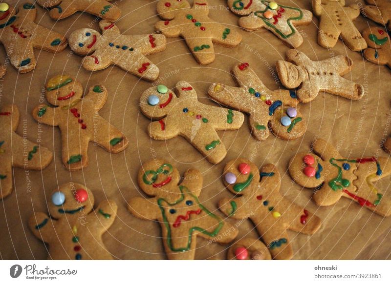 Lebkuchen mit buntem Zuckerguss Farbfoto Backwaren Weihnachten & Advent Kekse Plätzchen Weihnachtsgebäck backen