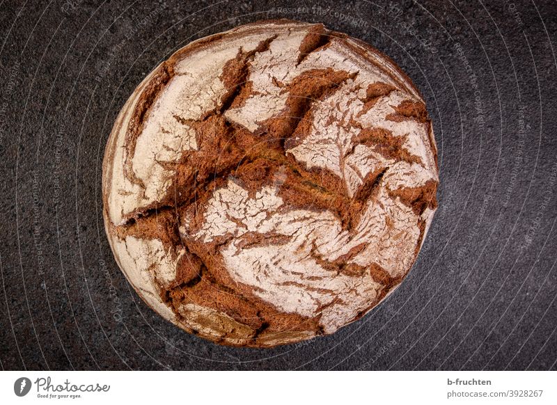 Brotlaib, frisches Brot, Holzofenbrot, knuspriges Brot Lebensmittel Ernährung Gesunde Ernährung lecker Bioprodukte Innenaufnahme Backwaren rund gebacken