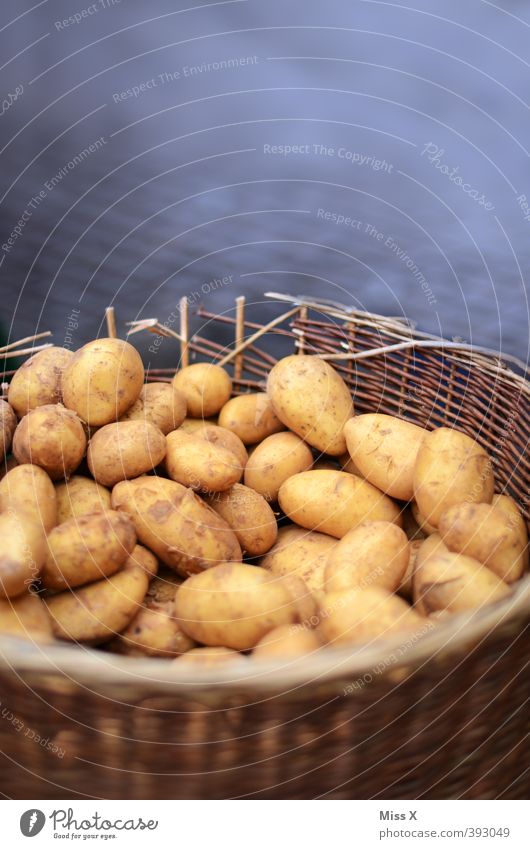 Erpfl Lebensmittel Gemüse Ernährung Bioprodukte Vegetarische Ernährung dreckig frisch Gesundheit lecker braun Wochenmarkt Kartoffeln Korb Gemüsemarkt Marktstand