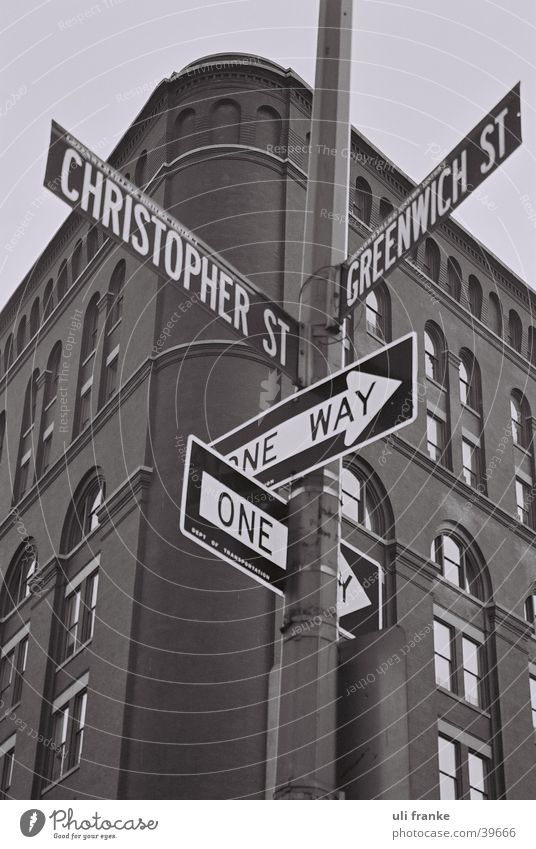 ecke in manhatten Amerika New York City Greenwich Straßennamenschild Nordamerika USA Manhatten