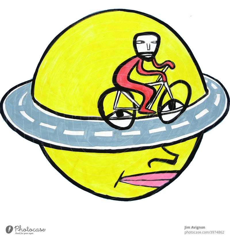 Endloser Gedanke Kopf Ringstrasse Fahrrad grübeln illustration