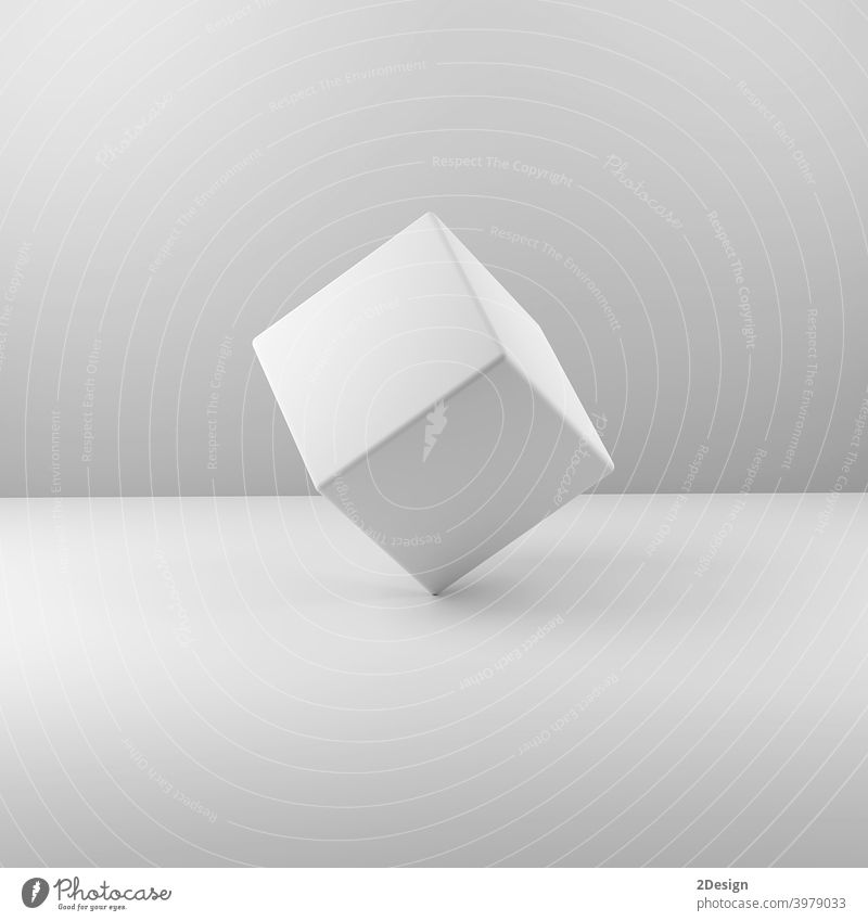 Geometrischer echter Plastikwürfel auf weißem Hintergrund. 3d Illustration Objekt Quadrat blanko Würfel Design Kasten Merchandise Karton wirtschaftlich leer