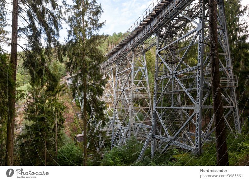 Die Ziemestalbrücke in Thüringen, altes Viadukt aus Stahl ziemestalbrücke eisenbahnbrücke viadukt thüringen schienen wald bauwerk bahnstrecke denkmal reiseziel