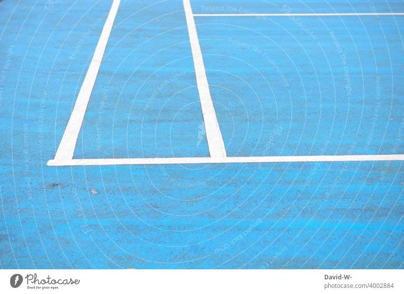 Linie auf einem Sportplatz Linien Markierung Markierungslinie blau Begrenzung Felder Sportstätten Spielfeld Streifen Platzhalter