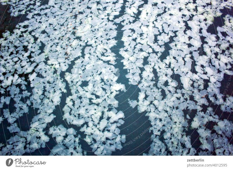 Kleine Eisschollen auf dem Hohenzollernkanal eis fluß frost kalt landschaft natur neuschnee schifffahrt schneedecke see teich urlaub wasseroberfläche winter