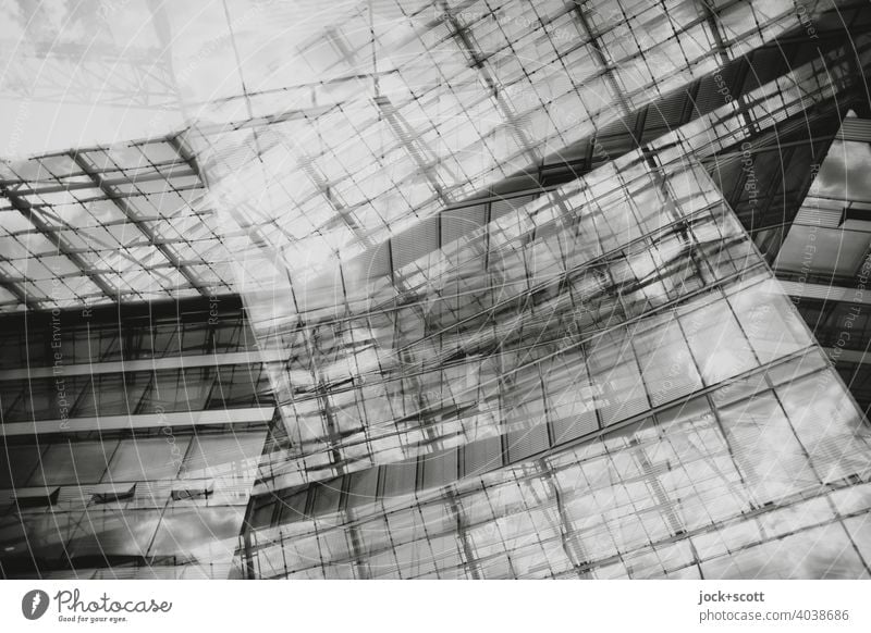Abstrakte Architektur II Moderne Architektur Strukturen & Formen Glasfassade Linie Doppelbelichtung Reaktionen u. Effekte abstrakt Design Silhouette