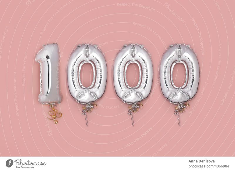 Ballon Wimpel für Feier 1000 Luftballon Silber Folie mag Glitter Gefolgsleute Nummer Jahrestag eine tausend Geburtstag Termin & Datum Dekoration & Verzierung