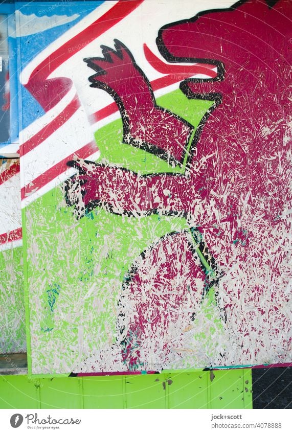 Berliner Bär platt und verkratzt Wappen Spanplatte Wappentier Symbole & Metaphern Stil Zahn der Zeit verwittert authentisch Grafik u. Illustration
