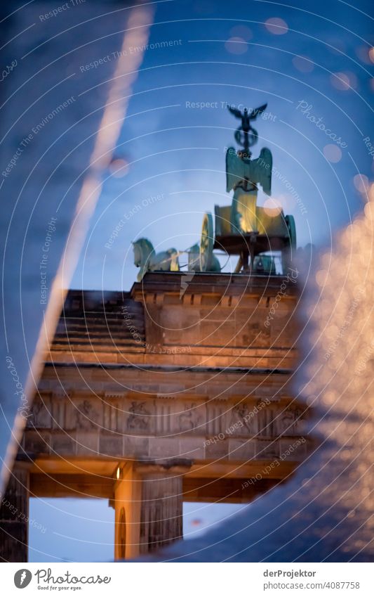 Brandenburger Tor in der Reflektion einer Pfütze VIII Zentralperspektive Reflexion & Spiegelung Schatten Textfreiraum oben Dämmerung Kunstlicht Licht
