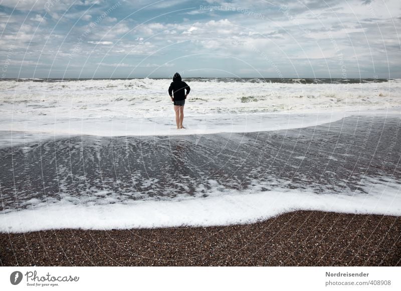Nachsaison Leben Sinnesorgane Erholung Strand Meer Mensch Mann Erwachsene 1 18-30 Jahre Jugendliche Urelemente Wasser Nordsee Schwimmen & Baden Gesundheit nass