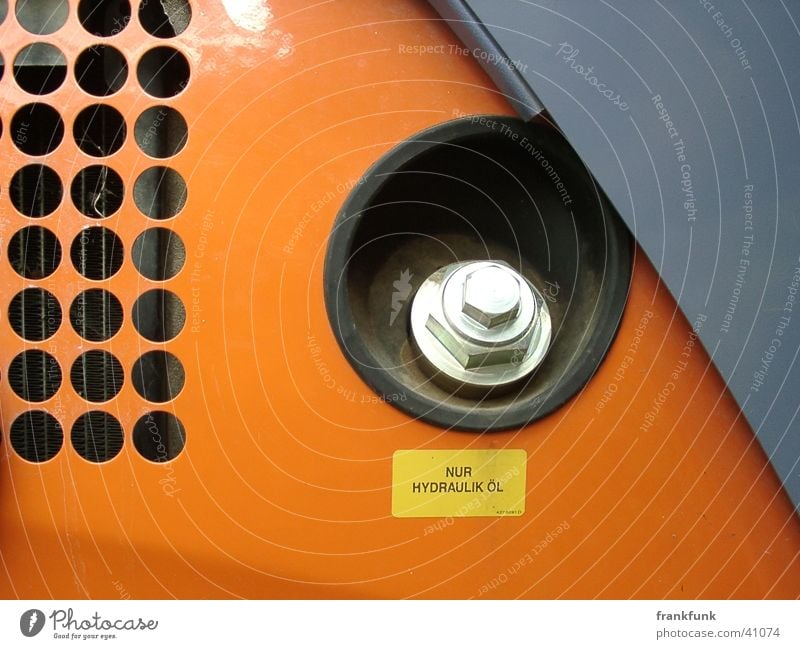 Bagger Baustelle Schraube grau Elektrisches Gerät Technik & Technologie Erdöl Metall orange