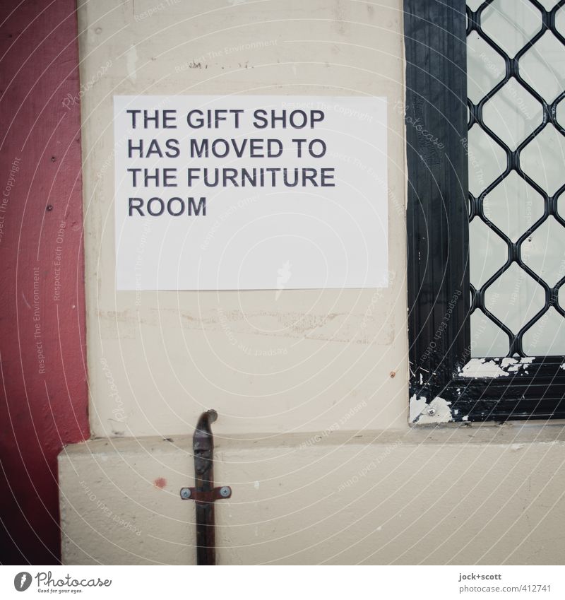Gift Shop Wand Fensterrahmen Gitterrost Papier eckig einfach neu Gastfreundschaft kaufen Dienstleistungsgewerbe Wandel & Veränderung Englisch Geschenk