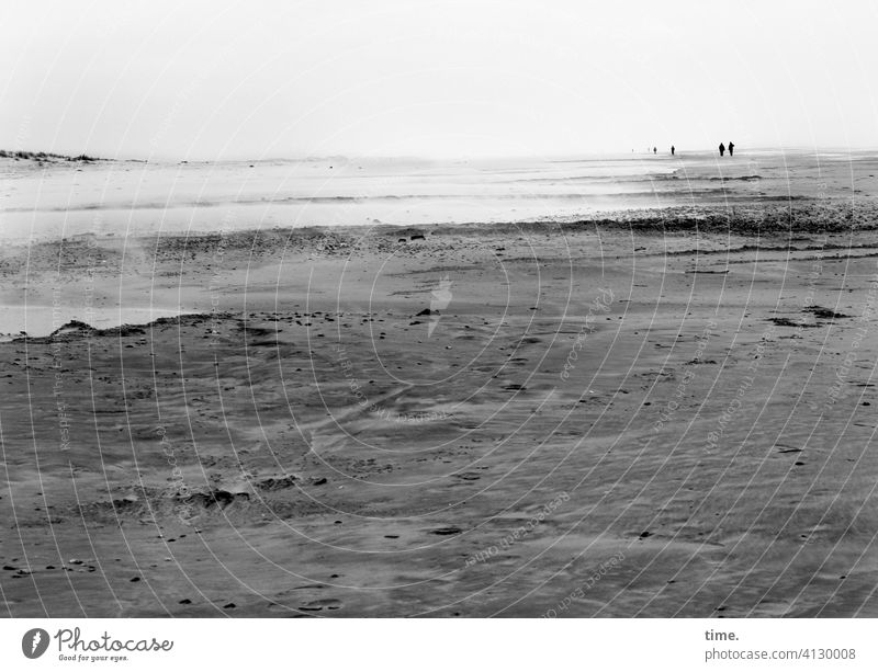 Landgang Strand sand horizont wasser nordsee meer ungastlich weite ferne spaziergang wandern wanderung küste grau düne