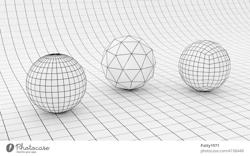 Drahtgitter Kugeln- 3D Rendering Geometrie 3D-Rendering Oberflächenstruktur Wissenschaft Mathematik Physik komplex Symmetrie Grafik u. Illustration Muster