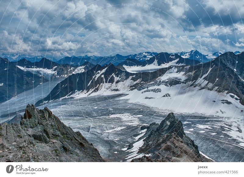 Rückzug Ferne Berge u. Gebirge Natur Landschaft Himmel Wolken Horizont Klimawandel Schönes Wetter Alpen Schneebedeckte Gipfel gigantisch groß hoch kalt oben