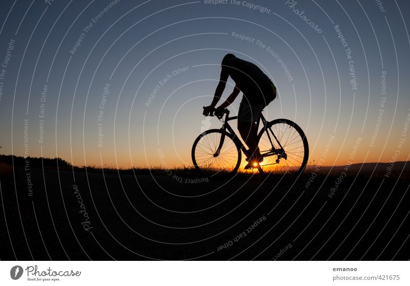 sunset cyclist Lifestyle Freizeit & Hobby Ferien & Urlaub & Reisen Ausflug Fahrradtour Sport Fitness Sport-Training Sportler Mensch Mann Erwachsene Körper 1