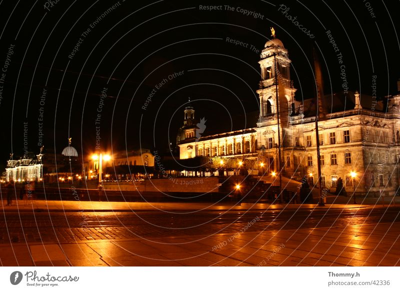 Blick auf die Brühlsche Terasse in Dresden Stadt Nacht Licht Architektur brühlsche terasse