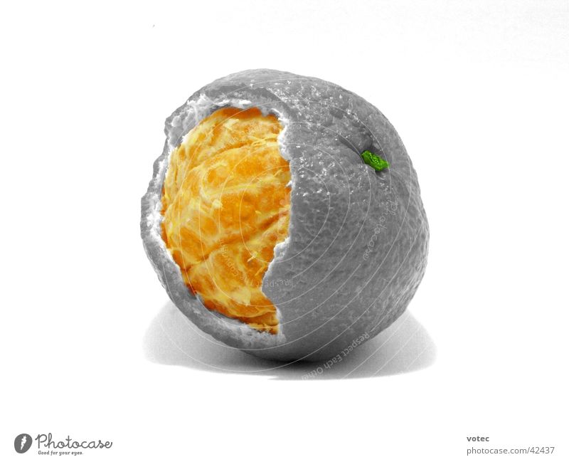 Mandarine Inside häuten Gesundheit Frucht Schalen & Schüsseln Hülle Charakter Schwarzweißfoto