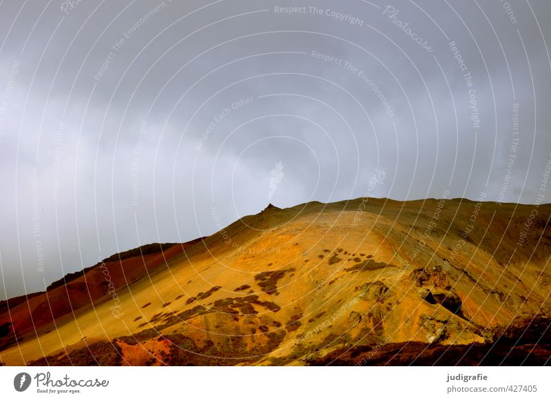 Island Umwelt Natur Landschaft Urelemente Erde Himmel Klima Hügel Felsen Vulkan leuchten außergewöhnlich natürlich wild Stimmung Rhyolith Farbfoto Außenaufnahme